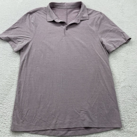 Lululemon Shirt Mens Medium‎ Pink Polo Sport Stretch Performance Golf Preppy - Picture 1 of 6